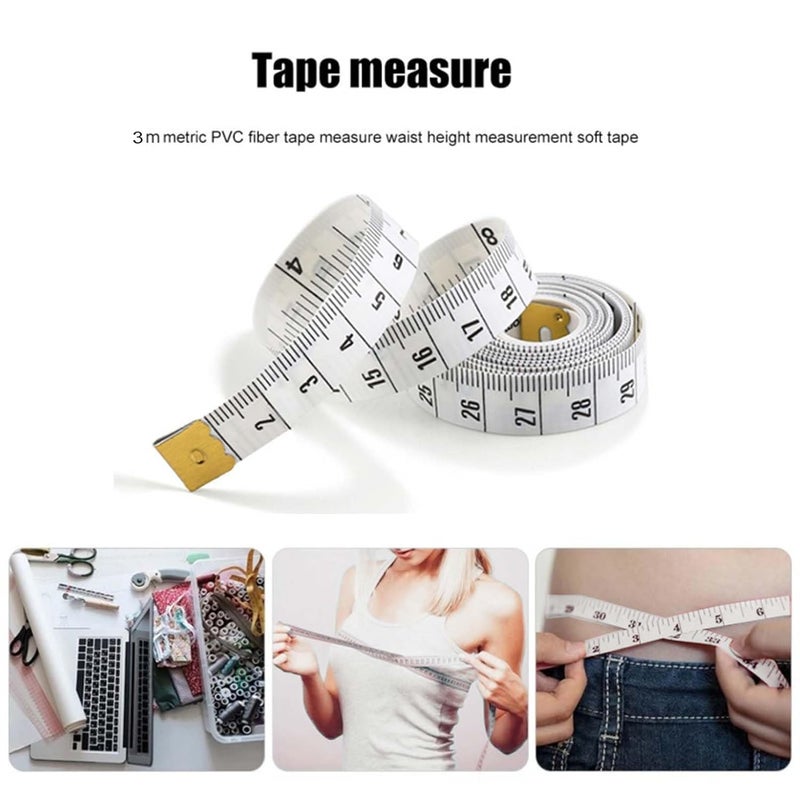 NaFurAhi Oboteny 2Pcs Tape Measure Measuring Tape for Body, 120-Inch Double Scale Sewing Flexible Ruler for Weight Loss Body Measurement Tailor Craft Vinyl Body Measurement Tape(White, Yellow) - Image 5